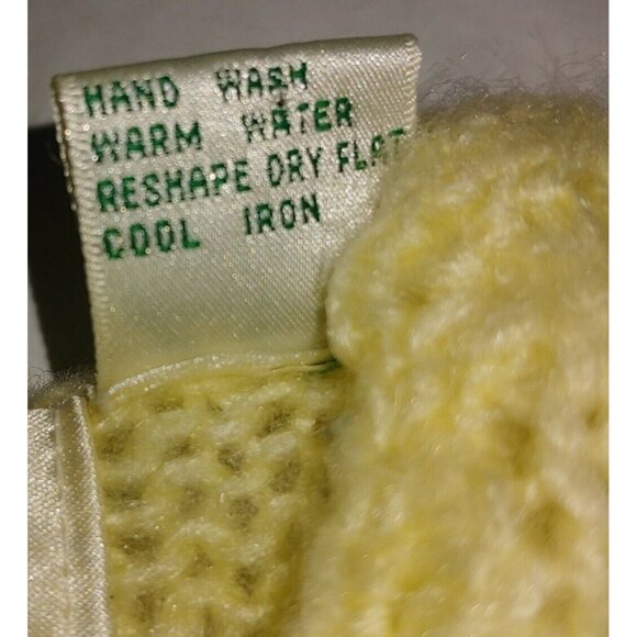 Vintage 80s Shenanigans Women's M Sweater Light Yellow Faux Pearl Flowers Lace - Picture 5 of 7